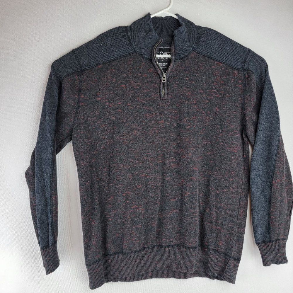 Buckle Black Mens Size XL Black Red 1/4 Zip Pullover Athletic Fit Sweater